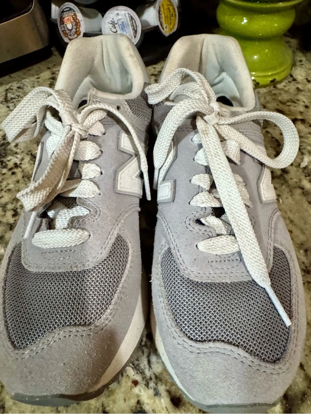 👟New Balance Women's platform Light Gray Suede & Mesh Sneakers